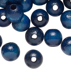 Bead, wood (dyed/waxed), dark blue, 12mm round. Sold per pkg of 250.