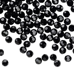 Bead 720pk jet, Preciosa Czech crystal 4mm round