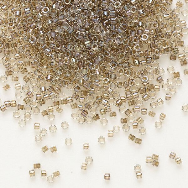 Seed bead, Delica®, glass, pkg/50g, #11 round, translucent taupe-lined luster crystal clear (DB-0064). image number 0