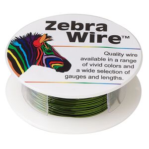 Wire, Zebra Wire™, color-coated copper, olive green, round, 22 gauge. Sold per 15-yard spool.