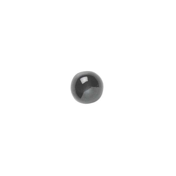 Cabochon, black star diopside (natural), 7mm non-calibrated round, C grade, Mohs hardness 5-1/2 to 6. Sold per pkg of 2. image number 0