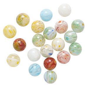 Bead mix, millefiori glass 1pkg2oz, opaque to transparent mixed colors, 14mm round.