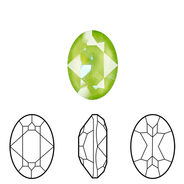Fancy stone 1pk crystal ultra green AB, Crystal Passions® 18x13mm oval 4120 image number 0