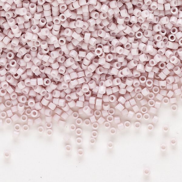 Seed bead, Delica®, glass, pkg/7.5g, #11 round, opaque glass enamel pale rose (DB-1494-1). image number 0