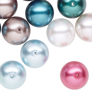 Pearl mix 30pk mixed colors, Celestial Crystal® 14mm round