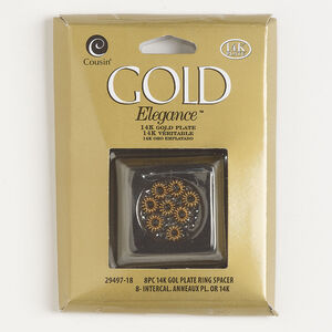 Bead 1pkg8, 6x2mm corrugated saucer, gold-plated copper