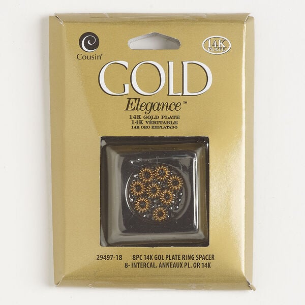 Bead 1pkg8, 6x2mm corrugated saucer, gold-plated copper image number 0