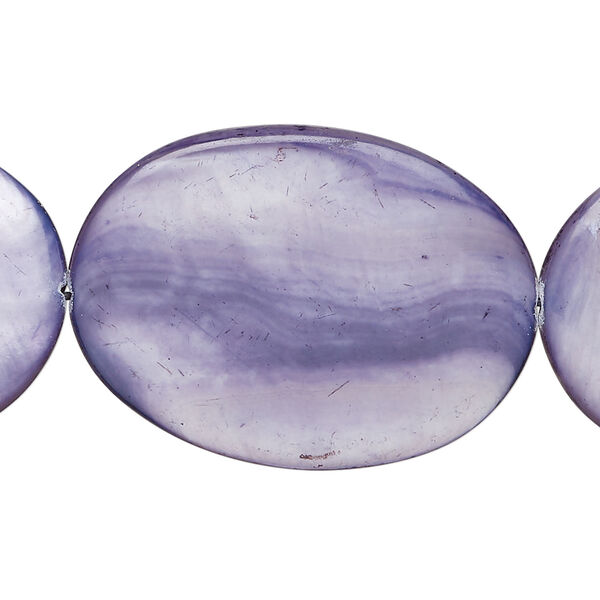 Mother-of-pearl shell 1pkg1, flat oval bead 14 inch purple 35x25mm image number 0