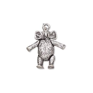 Charm, antiqued silver-finished brass, 19x18mm double-sided elephant. Sold individually.