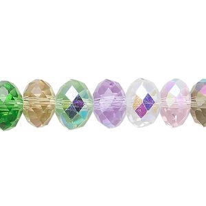 Bead 1pk 48 facets pastel tones AB, Celestial Crystal® 10x8mm rondelle 15.5-16 inch