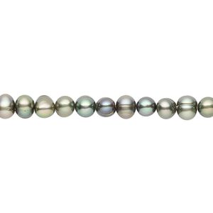 Pearl, cultured freshwater (dyed), green, 4-5mm semi-round, C- grade, Mohs hardness 2-1/2 to 4. Sold per 15-1/2" to 16" strand.
