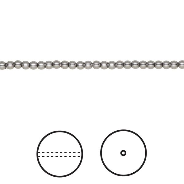 Pearl 100pk dark grey, Crystal Passions® 2mm round 5810 image number 0