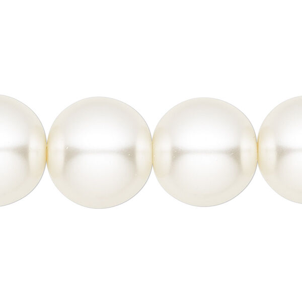 Bead, glass pearl, vanilla white, 16mm round. Sold per 16-inch strand. image number 0