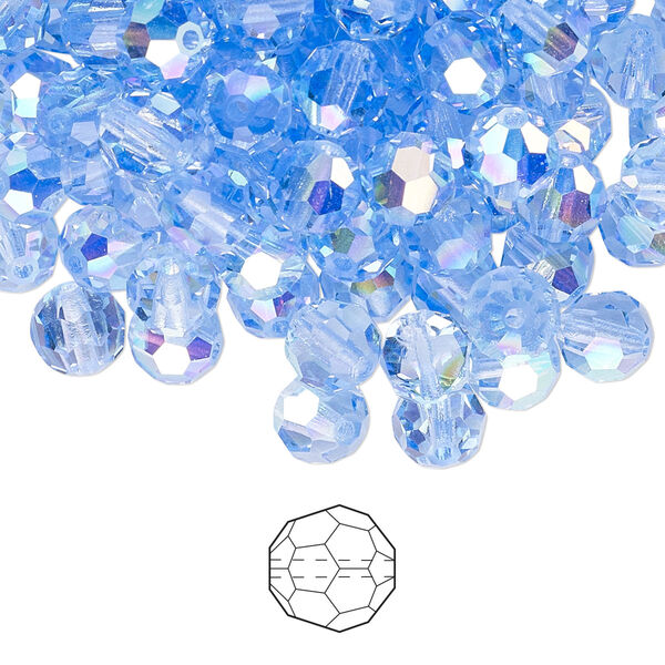 Bead 288pk light sapphire AB, Preciosa Czech crystal 6mm round image number 0