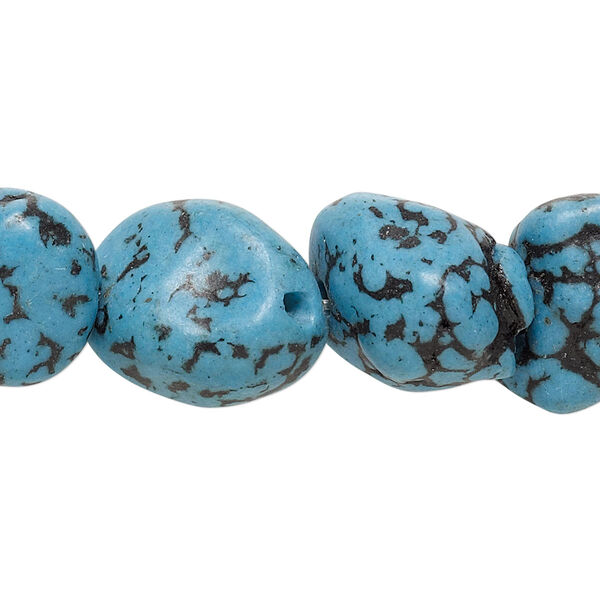 Bead, "turquoise" (resin) (imitation), small to medium nugget. Sold per 15-1/2" to 16" strand. image number 0