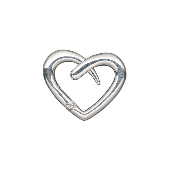 Clasp, lock, sterling silver, 19x15mm open heart. Sold individually. image number 0