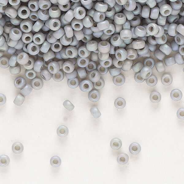 Seed bead, Miyuki, glass, pkg/25g, #11 rocaille, opaque matte rainbow shark fin grey, (RR-4705). image number 0