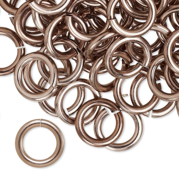 Jump ring, anodized aluminum, bronze, 12mm round, 7.9mm inside diameter, 12 gauge. Sold per pkg of 100. image number 0