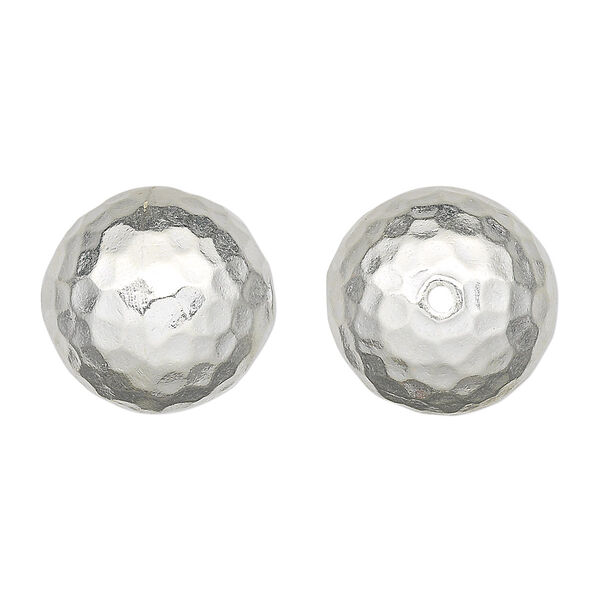 Bead, Hill Tribes, sterling silver, 20mm hammered round. Sold individually. image number 0