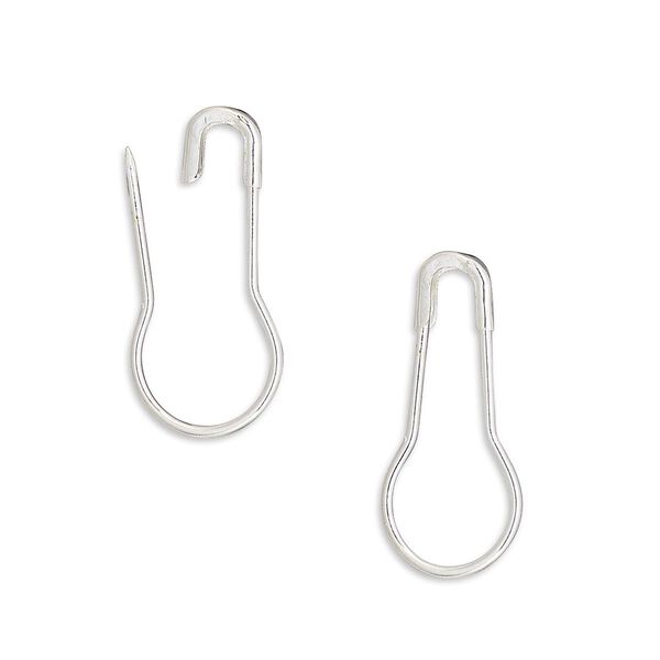 Bail, silver-finished brass, 22x10mm safety pin with 16mm grip length. Sold per pkg of 50. image number 0