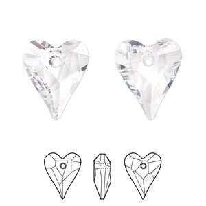Drop 1pk crystal, Crystal Passions® 17x14mm pendant wild heart 6240