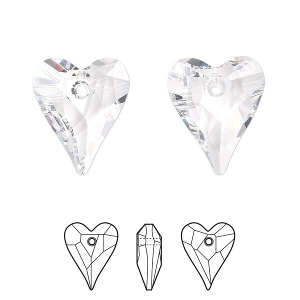 Drop 1pk crystal, Crystal Passions® 17x14mm pendant wild heart 6240 image number 0