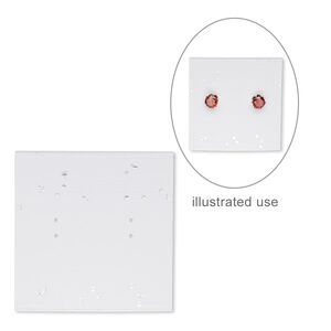 Earring card, paper, white with silver-colored confetti, 2x2-inch square. Sold per pkg of 100.