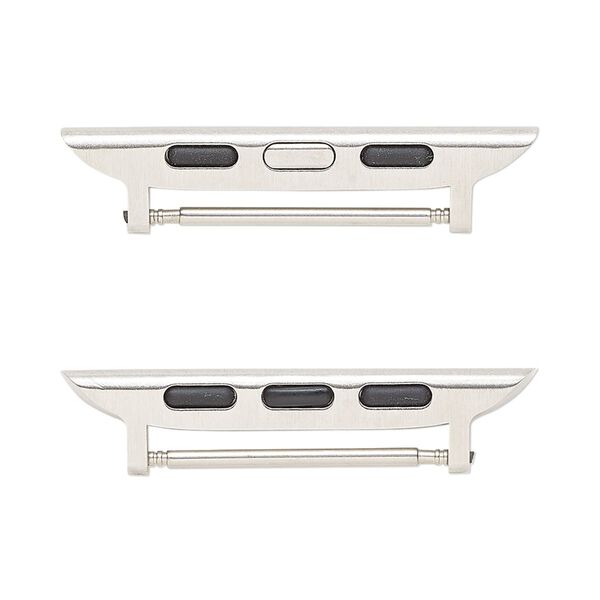 Watch component, imitation rhodium-finished stainless steel, 35x8mm with 22mm bar. Sold per pkg of 2. image number 0