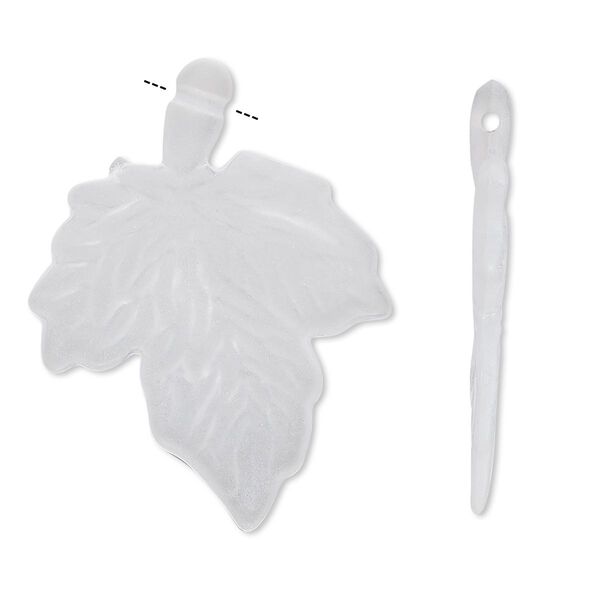 Focal, acrylic, frosted clear, 33x26mm side-drilled leaf. Sold per pkg of 50. image number 0