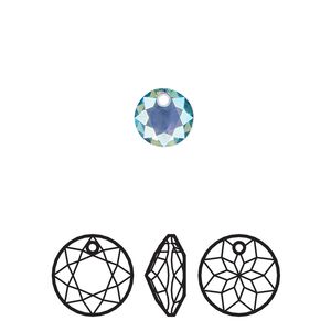 Drop 72pk aquamarine shimmer, Swarovski® 8mm pendant classic cut 6430