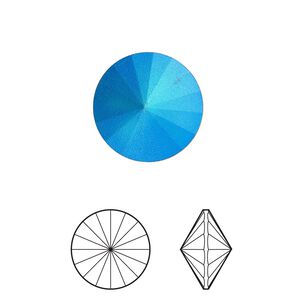 Chaton 2pk emerald pastel foil back, Crystal Passions® 14mm rivoli 1122