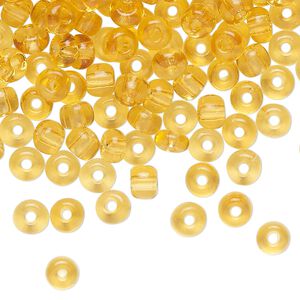 Seed bead glass 1pk #4 round, 50 gram transparent topaz