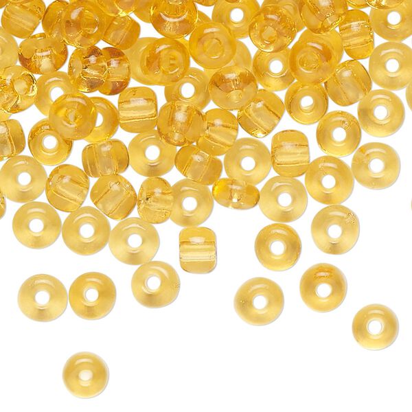 Seed bead glass 1pk #4 round, 50 gram transparent topaz image number 0