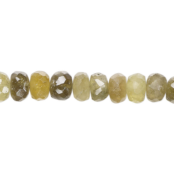 Bead, grossularite garnet (natural), 6x3mm-8x6mm hand-cut tumbled faceted rondelle, B grade, Mohs hardness 6-1/2 to 7. Sold per 14-inch strand, approximately 75 beads. image number 0