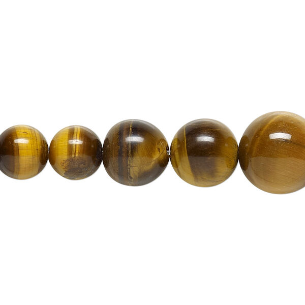 Bead, tigereye (natural), 4-12mm graduated round, B grade, Mohs hardness 7. Sold per 18-inch strand. image number 0