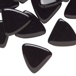 Bead glass 1pk 17x16mm-17mm top-drilled triangle, 2 ounce opaque black