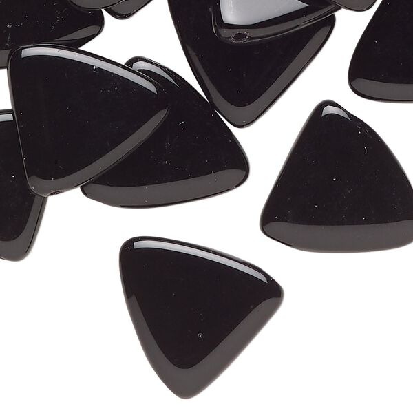 Bead glass 1pk 17x16mm-17mm top-drilled triangle, 2 ounce opaque black image number 0