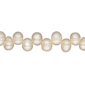 Pearl, cultured freshwater, peach, 6x4mm-7x5mm top-drilled rice, C grade, Mohs hardness 2-1/2 to 4. Sold per 15-inch strand.