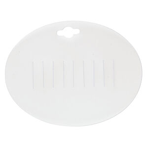 Barrette / brooch card, plastic, frosted clear, 3-1/2 x 2-5/8 inch oval. Sold per pkg of 100.