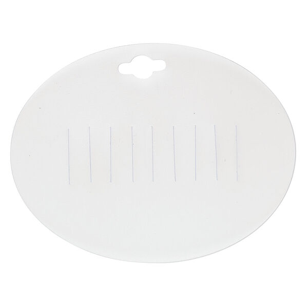 Barrette / brooch card, plastic, frosted clear, 3-1/2 x 2-5/8 inch oval. Sold per pkg of 100. image number 0