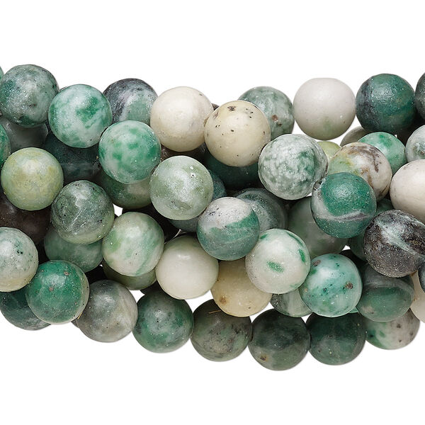 Bead, Ching Hai "jade" (dolomite and fuchsite) (natural), 8mm round, C grade, Mohs hardness 3-1/2 to 4. Sold per pkg of (10) 15-1/2" to 16" strands. image number 0