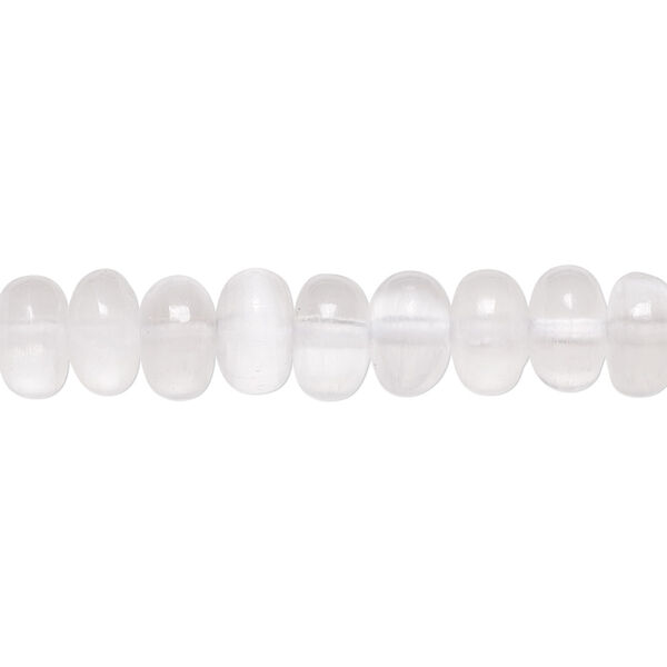 Bead, selenite (waxed), 8x5mm-8.5x6mm rondelle, B grade, Mohs hardness 2 to 2-1/2. Sold per 8-inch strand, approximately 40 beads. image number 0
