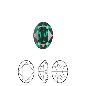 Fancy stone 144pk emerald foil back, Preciosa MAXIMA Czech crystal rhinestone 14x10mm oval