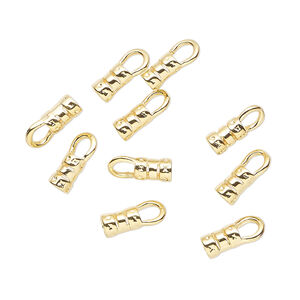 Crimp end 1pkg10 gold-plated, 5.5x3.5mm tube / loop / 2.2mm inside diameter, brass