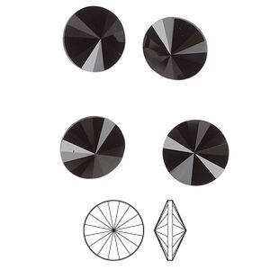 Chaton 144pk jet, Preciosa MAXIMA Czech crystal rhinestone 10.54-10.91mm rivoli SS47