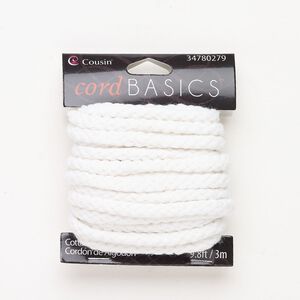 Cotton 1pkg1, braided round cord white 3m 5mm