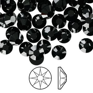 Flat back 144pk jet foil back, Swarovski® 7.07-7.27mm rose round SS34 2088