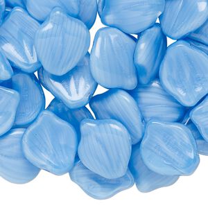 Bead, Czech pressed glass, opaque light blue, 14x7mm-14x8mm top-drilled petal. Sold per 2-ounce pkg, approximately 65 beads.