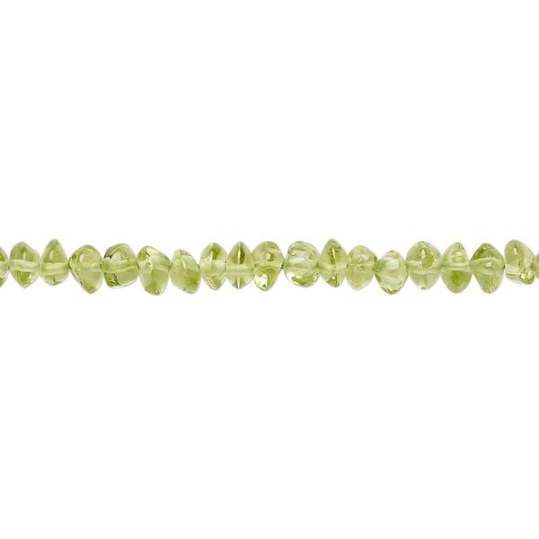 Peridot 1pkg1, hand-cut saucer bead natural 13 inch 3x2mm-5x4mm image number 0
