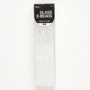 Seed bead, glass, 40g, clear, #6 round.
